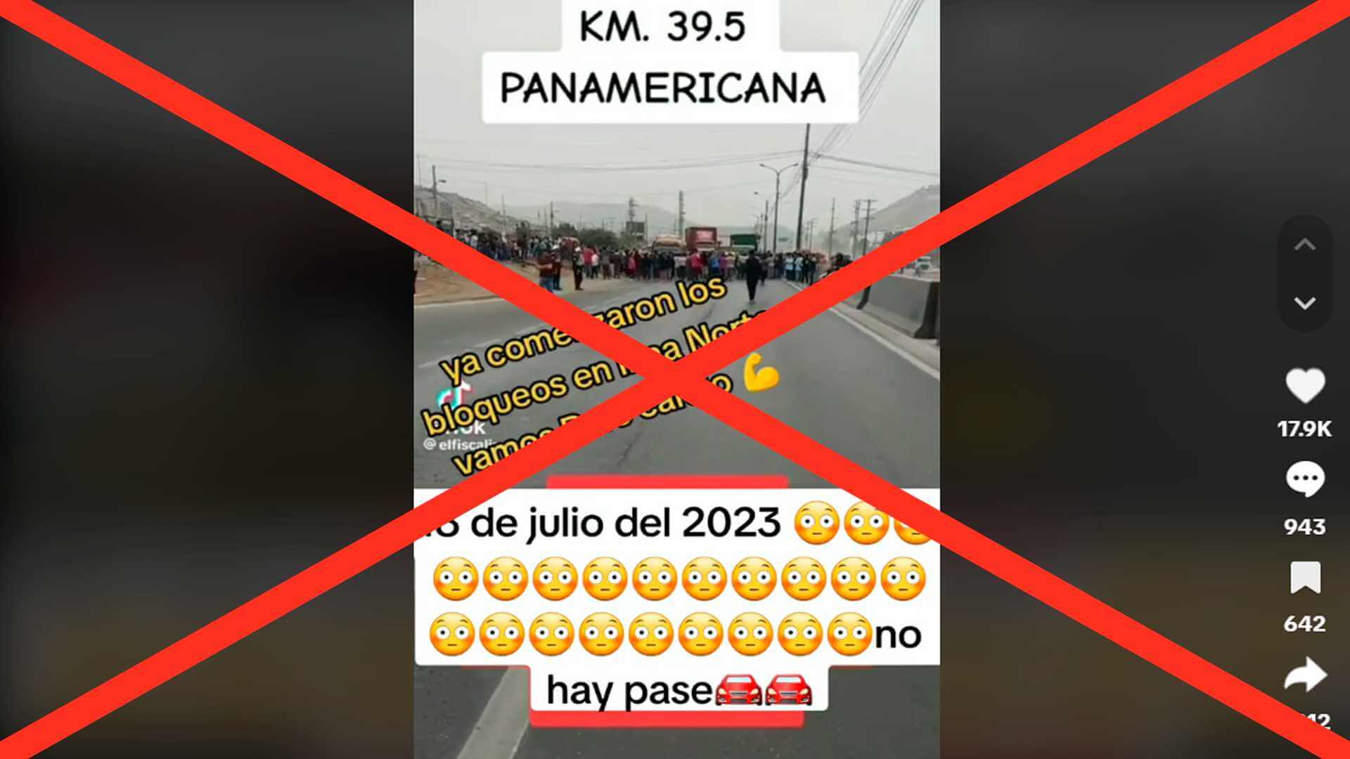 Falso: Video de bloqueo en la Panamericana Norte no es de las protestas del 19J