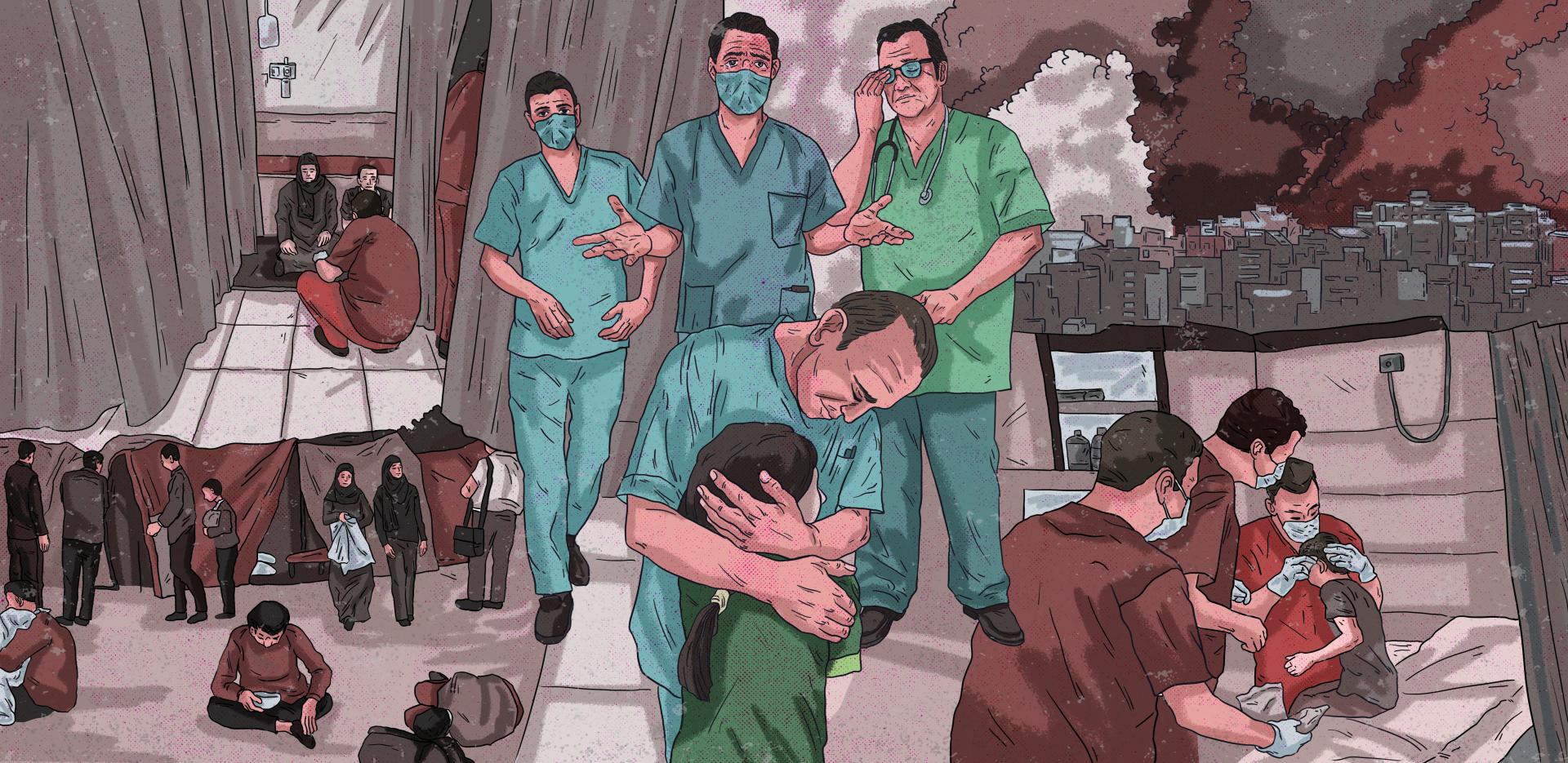 GAZA. En el Hospital al-Shifa, al norte de Gaza, los médicos están agotados ante un sistema de salud que ha colapsado. Se enfrentan a las mismas decisiones que los demás residentes de la Franja de Gaza: huir o enfrentar su nueva realidad.