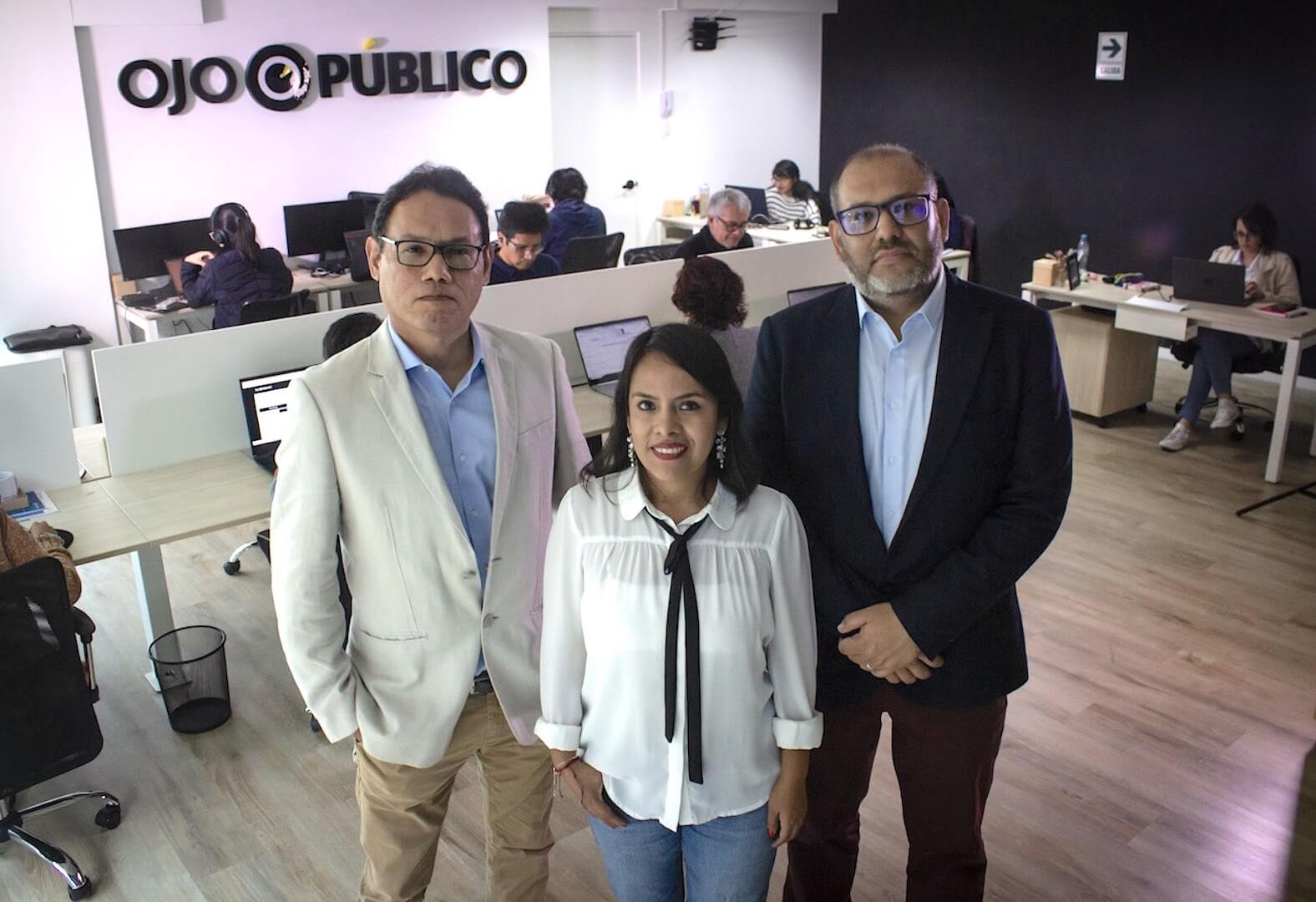 EQUIPO. Fundadores de OjoPúblico, Nelly Luna Amancio (directora periodística), David Hidalgo (director ejecutivo) y Óscar Castilla (director de estrategia digital).