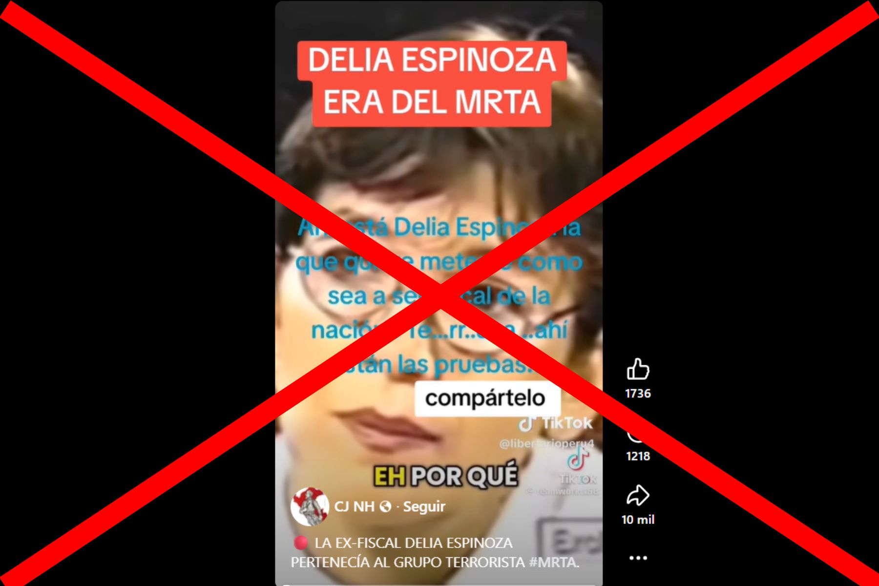 Es falsa la versión que atribuye a Delia Espinoza supuesta entrevista de testimonio sobre el MRTA 