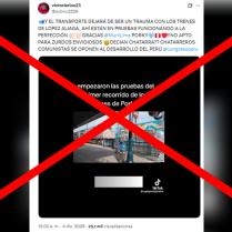 Falso: Este video no muestra el inicio de pruebas de los trenes traídos por López Aliaga: fue grabado en California