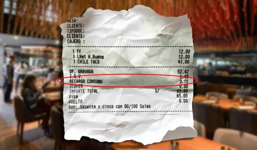 TASA. Algunas boletas incluyen el recargo al consumo, un tipo de "propina obligatoria", que pueden cobrar restaurantes y hoteles si así lo desean.