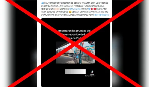Falso: Este video no muestra el inicio de pruebas de los trenes traídos por López Aliaga: fue grabado en California