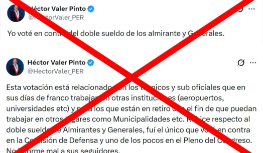 Es falso el dato del congresista Valer sobre que votó en contra de aprobar el doble sueldo de parlamentarios pensionistas
