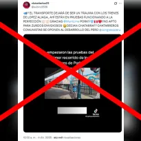 Falso: Este video no muestra el inicio de pruebas de los trenes traídos por López Aliaga: fue grabado en California